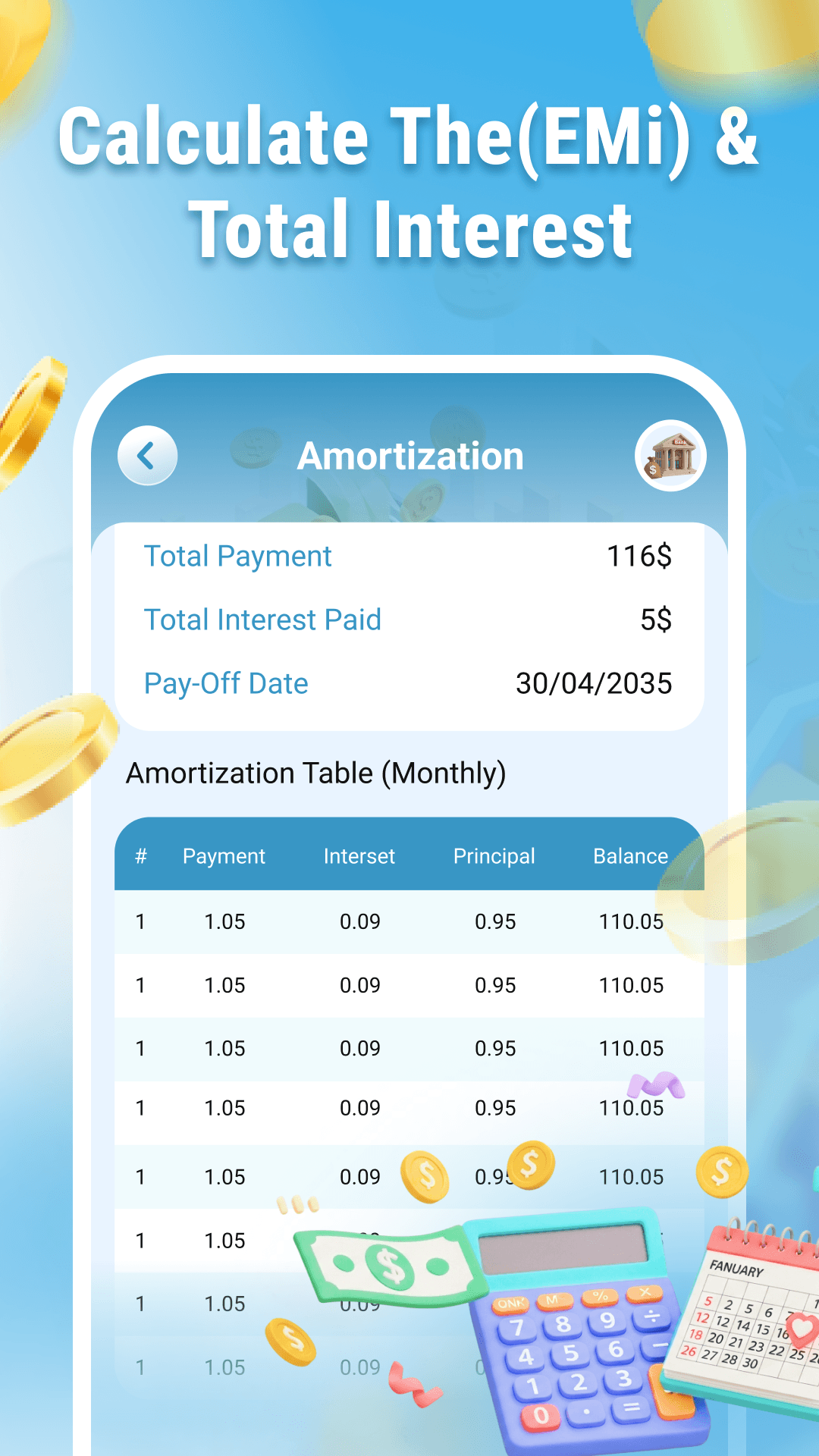 Amortization & total interest